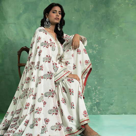 ORGANIC COTTON RED ANAAR SHARARA (SET OF 3)