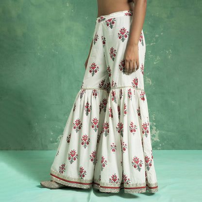 ORGANIC COTTON RED ANAAR SHARARA (SET OF 3)