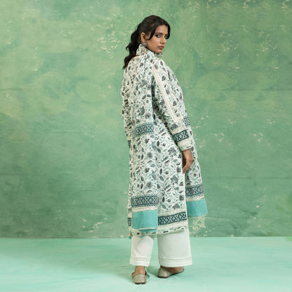 ORGANIC COTTON INDIGO AQUA CHINTZ KURTA SET (SET OF 3)