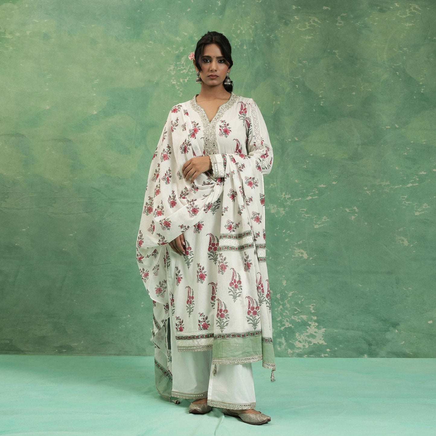 ORGANIC COTTON FUSCHIA PAISLEY BOOTIE KURTA SET (SET OF 3)