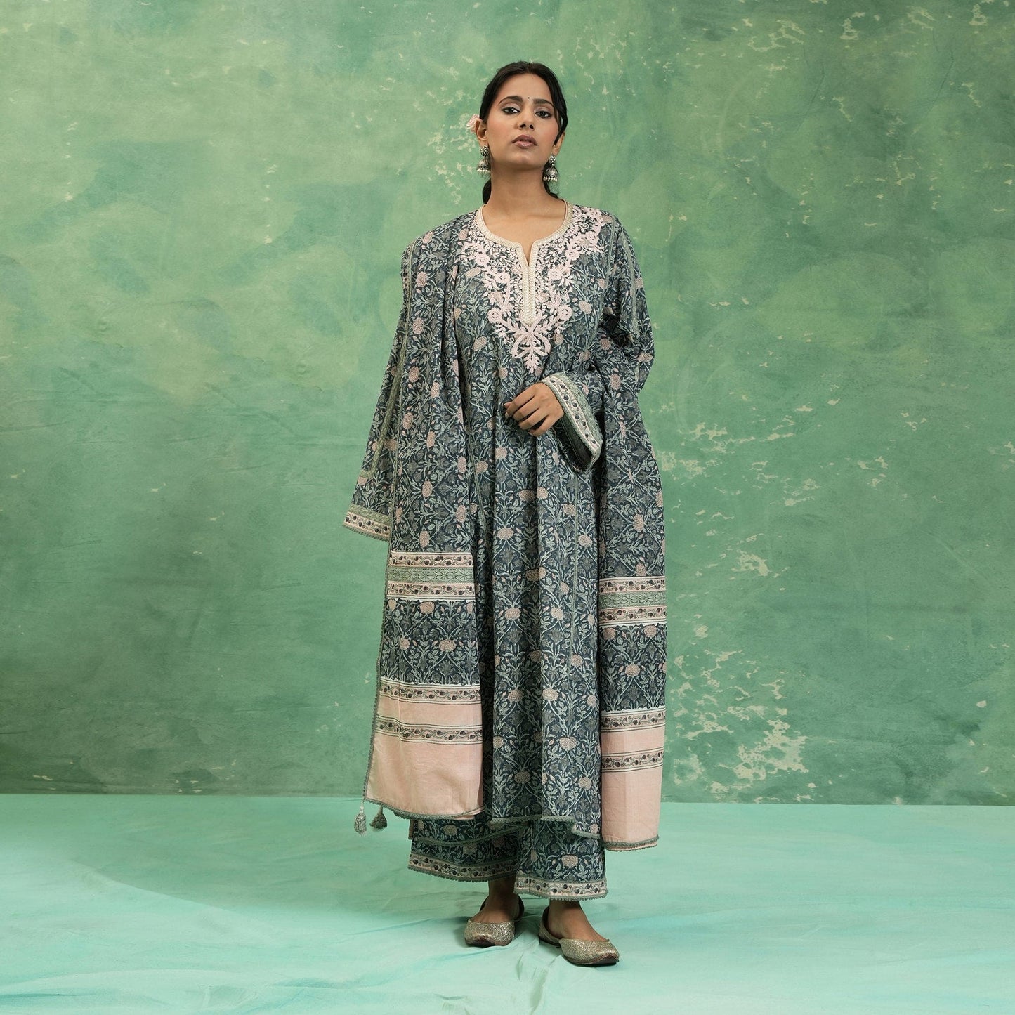 ORGANIC COTTON INDIGO NUDE MARIGOLD KURTA SET (SET OF 3)