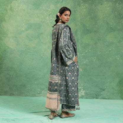 ORGANIC COTTON INDIGO NUDE MARIGOLD KURTA SET (SET OF 3)