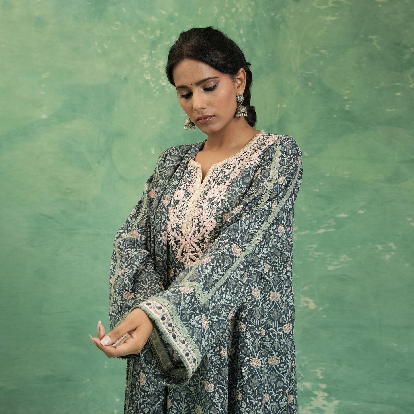 ORGANIC COTTON INDIGO NUDE MARIGOLD KURTA SET (SET OF 3)