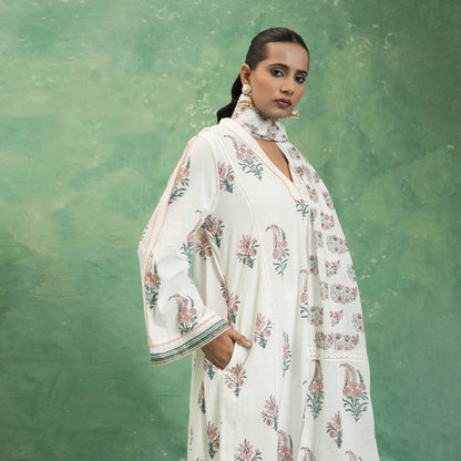 ORGANIC COTTON PEACH PAISLEY BOOTIE KURTA SET (SET OF 3)