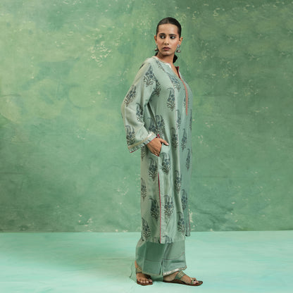 COTTON SILK SLATE PAISLEY BOOTIE TUNIC SET (SET OF 2)