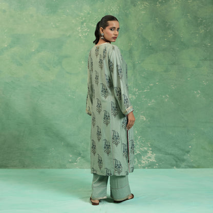COTTON SILK SLATE PAISLEY BOOTIE TUNIC SET (SET OF 2)