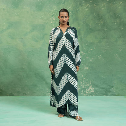 COTTON SILK TEAL SHIBORI TUNIC (SET OF 2)