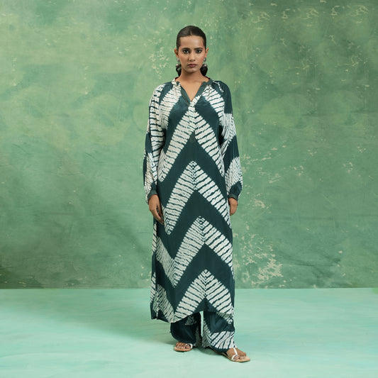 COTTON SILK TEAL SHIBORI TUNIC (SET OF 2)