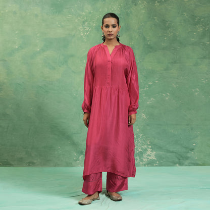 FUSCHIA SILK PINTUC TUNIC (SET OF 2)