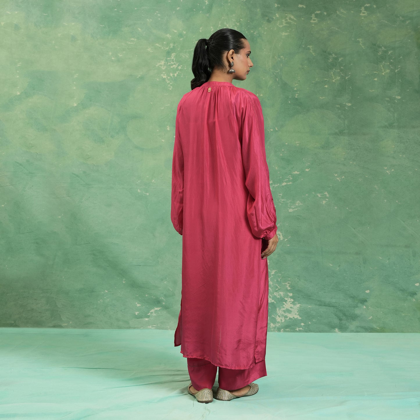 FUSCHIA SILK PINTUC TUNIC (SET OF 2)