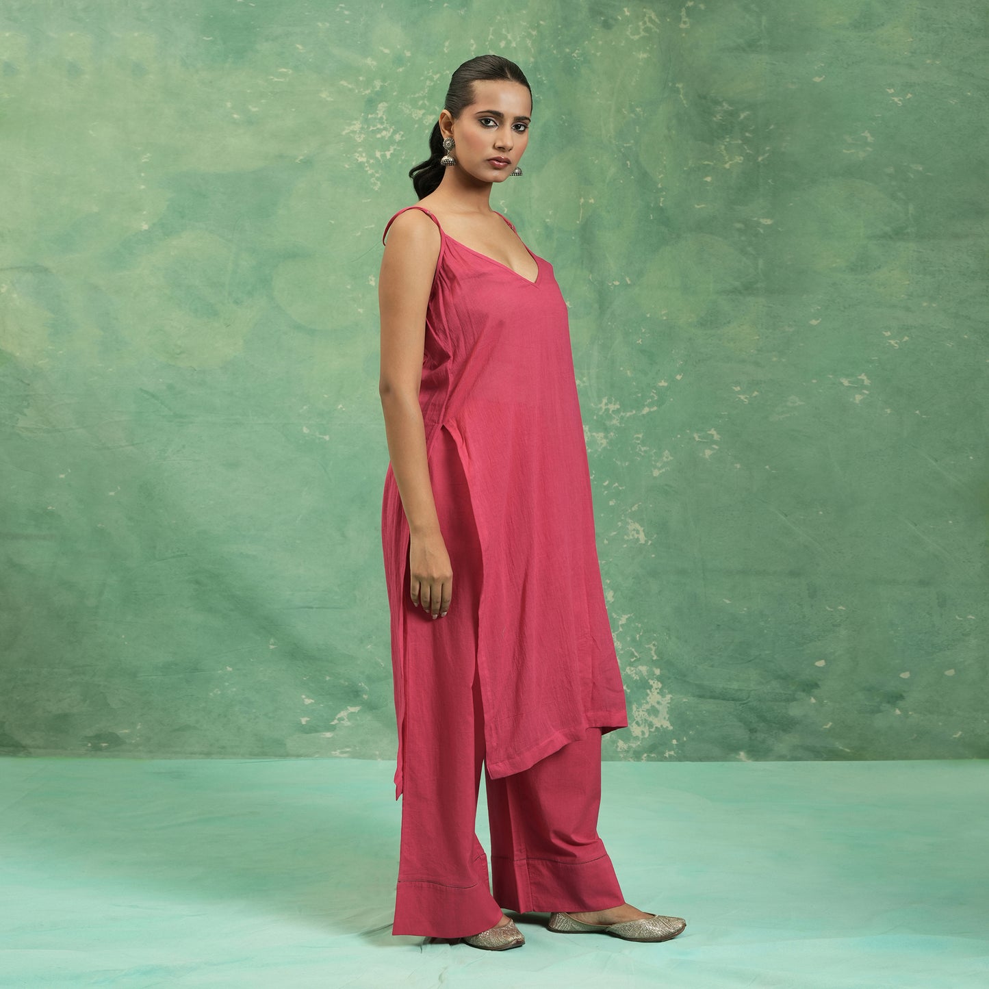 ORGANIC COTTON FUSCHIA JAMDANI TUNIC SET (SET OF 2)