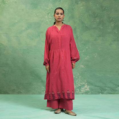 ORGANIC COTTON FUSCHIA JAMDANI TUNIC SET (SET OF 2)
