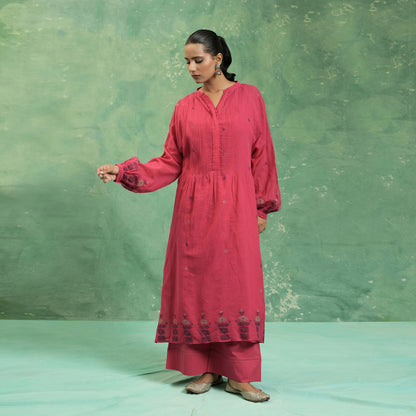 ORGANIC COTTON FUSCHIA JAMDANI TUNIC SET (SET OF 2)