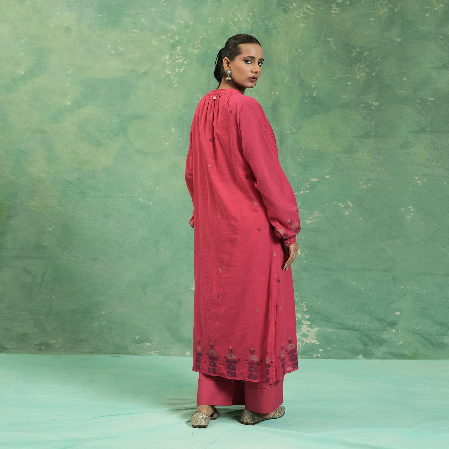 ORGANIC COTTON FUSCHIA JAMDANI TUNIC SET (SET OF 2)