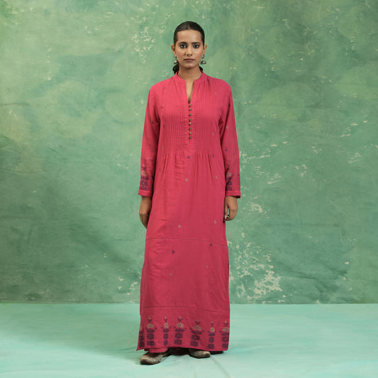ORGANIC COTTON  FUSCHIA JAMDANI KAFTAN (SET OF 2)