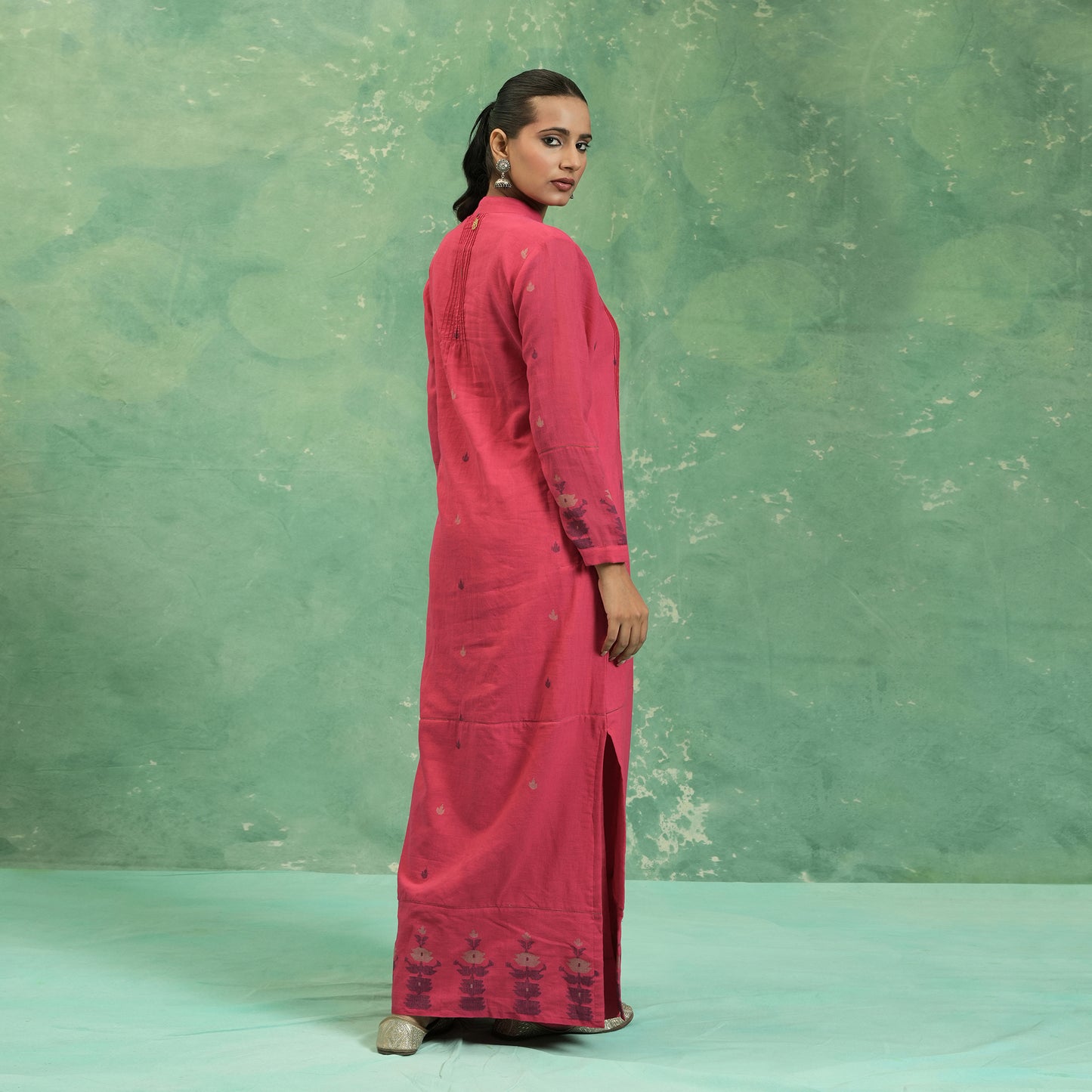 ORGANIC COTTON  FUSCHIA JAMDANI KAFTAN (SET OF 2)