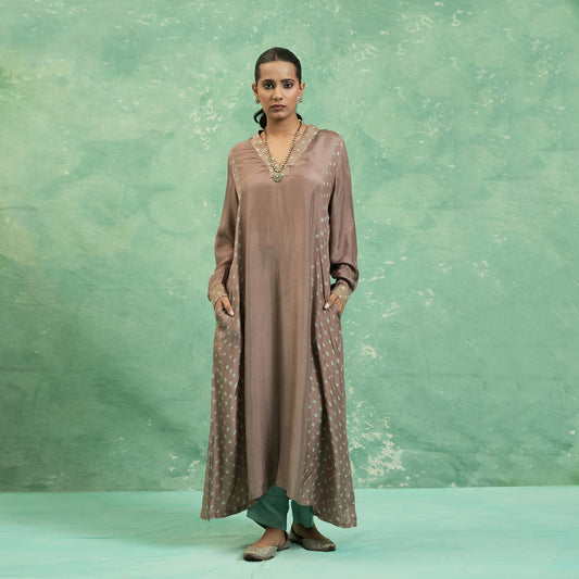 SILK TAUPE BANDHINI TUNIC (SET OF 2)