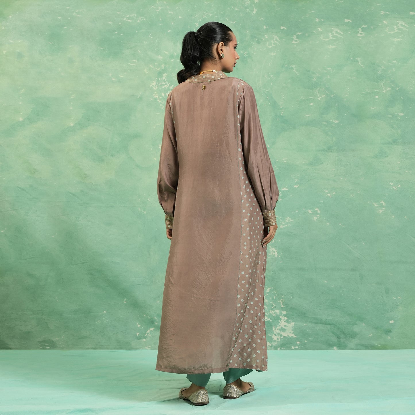 SILK TAUPE BANDHINI TUNIC (SET OF 2)