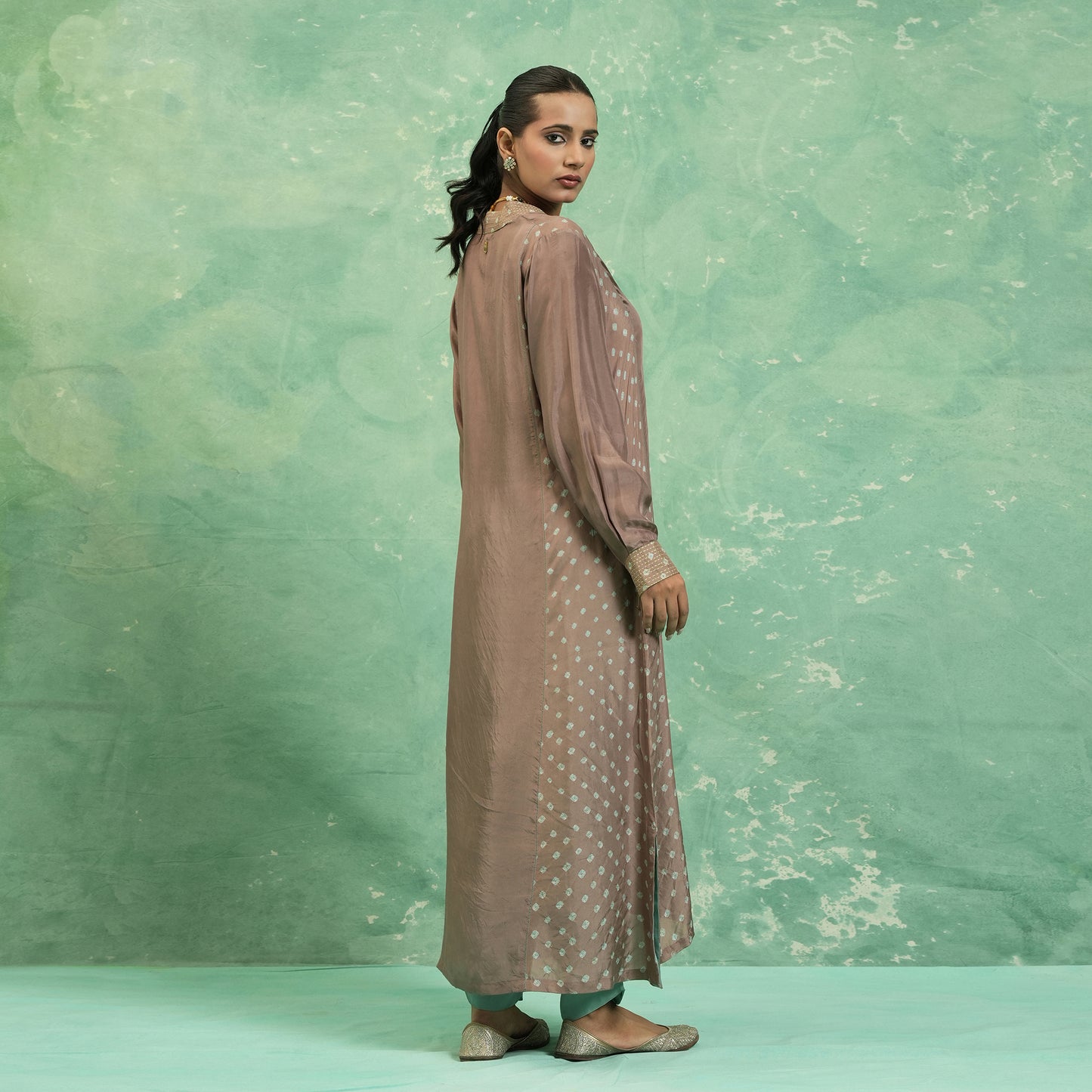 SILK TAUPE BANDHINI TUNIC (SET OF 2)