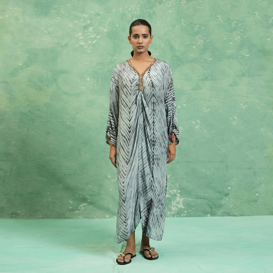 COTTON SILK CHARCOAL KAFTAN