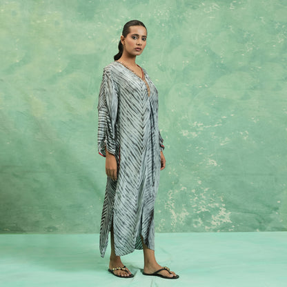 COTTON SILK CHARCOAL KAFTAN