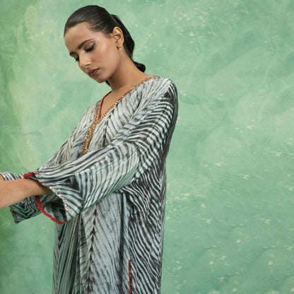 COTTON SILK CHARCOAL KAFTAN