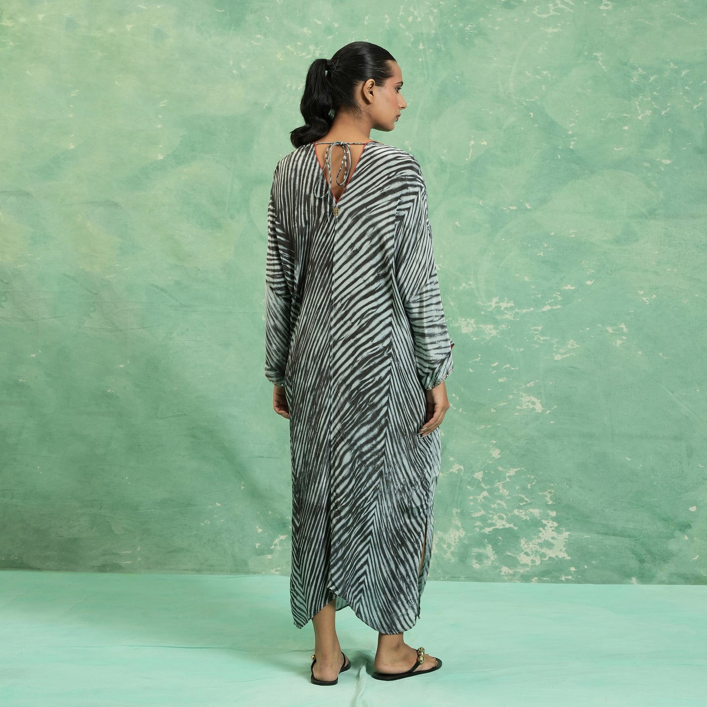 COTTON SILK CHARCOAL KAFTAN