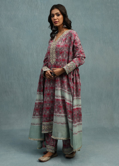 PINK MARIGOLD JAAL ORGANIC COTTON HAND BLOCK PRINTED KURTA