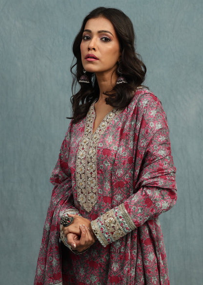 PINK MARIGOLD JAAL ORGANIC COTTON HAND BLOCK PRINTED KURTA