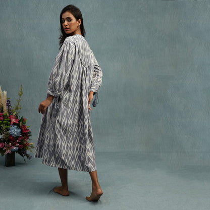 IKAT PINTUCK ORGANIC COTTON HANDWOVEN DRESS
