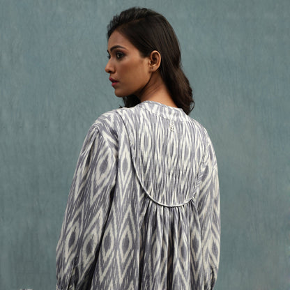 IKAT PINTUCK ORGANIC COTTON HANDWOVEN DRESS