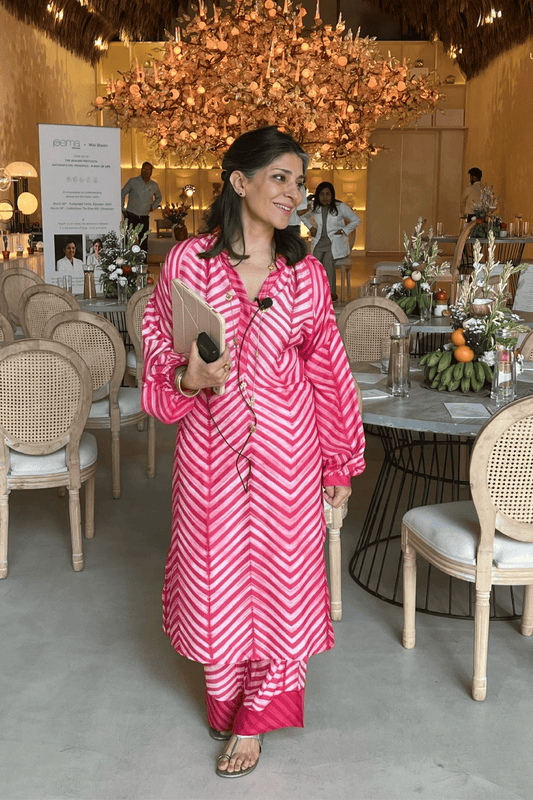 FUCHSIA COTTON SILK SHIBORI TUNIC SET